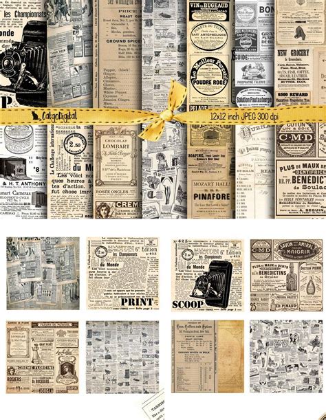 Vintage Newspapers Digital Papers Texture Masterbundles