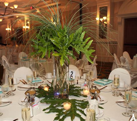 Palm Centerpiece With Palm Underneath Tree Wedding Centerpieces