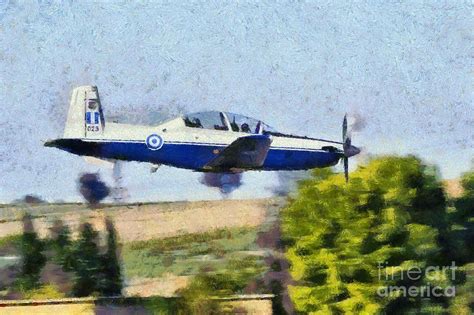 Painting Of Daedalus Demo Team Of Hellenic Air Force Flying A T 6A