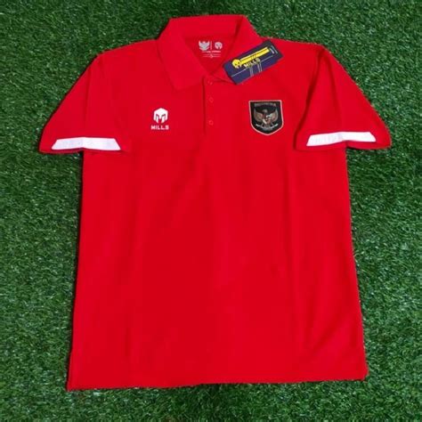 Jual Baju Kerah Polo Sport Jersey Timnas Indonesia Merah Grade