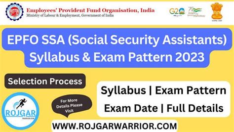 Epfo Ssa Syllabus And Exam Pattern 2023 Rojgar Warrior