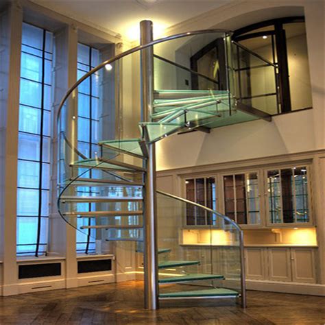 Frosted Glass Tread Spiral Staircase Railing Tempered Glass