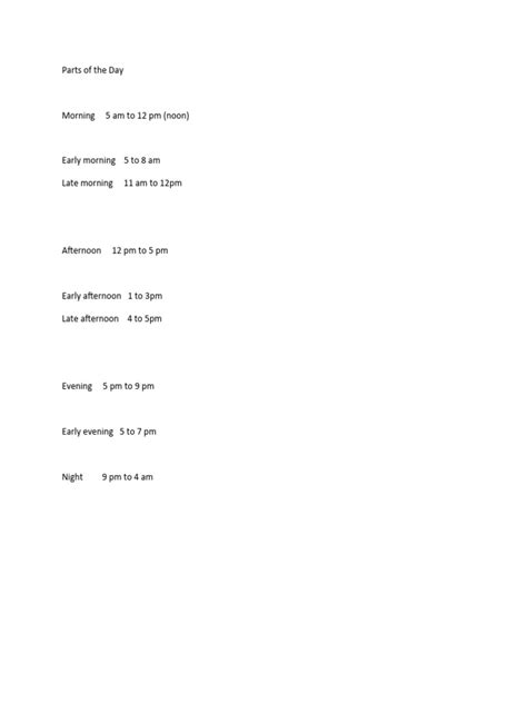 Parts of The Day | PDF
