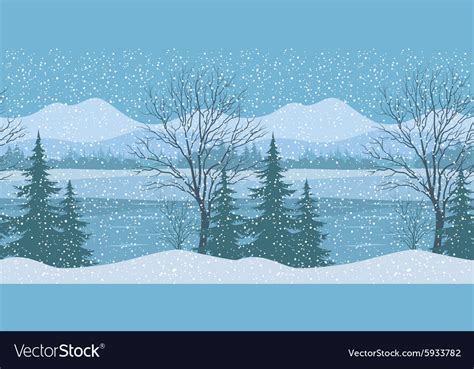 Seamless Christmas Landscape Royalty Free Vector Image