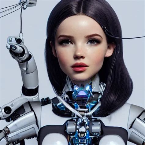 A Beautiful Woman Wearing Robot Suit With Wires And Stable Diffusion