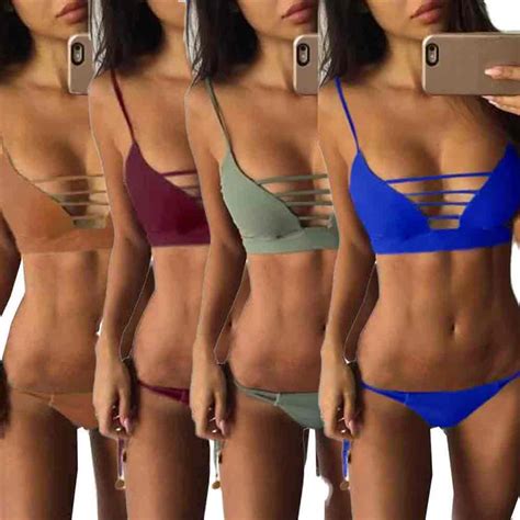 Summer Women Bikini Set Push Up Unpadded Bra Swimsuit Swimwear Triangle