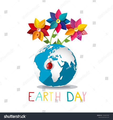 Earth Day Symbol Ladybug On Globe Stock Vector Royalty Free