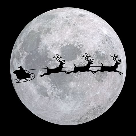 Hd Wallpaper Holiday Christmas Moon Night Reindeer Santa Sleigh Wallpaper Flare