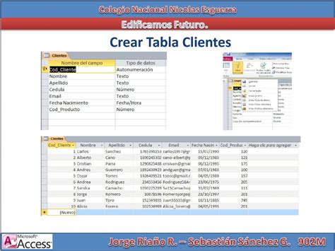 Calam O Crear Tabla Clientes