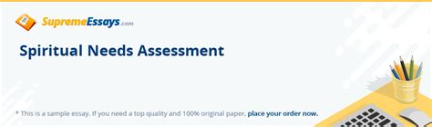 Read Spiritual Needs Assessment Essay Sample For Free At