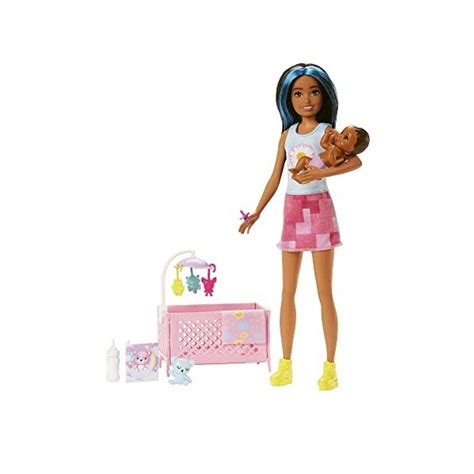 Barbie Coffret Skipper Baby Sitter Berceau Avec Poup E Amie De Ski