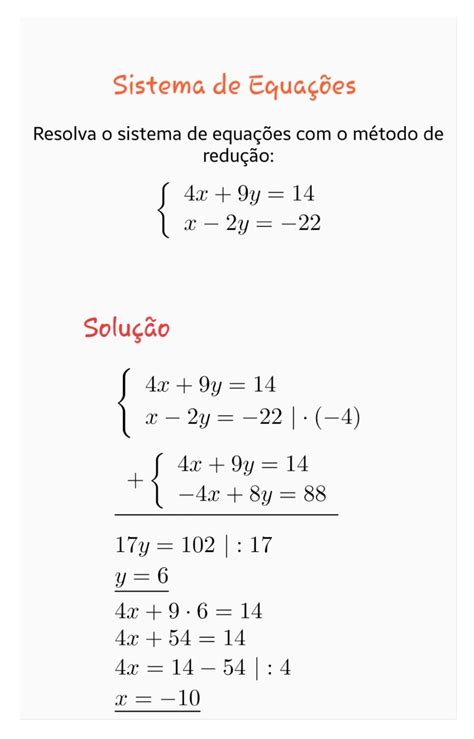 Resolva O Sistema De Equações - Sistemas de Equações-Resolva o sistema de equações com o método de ...