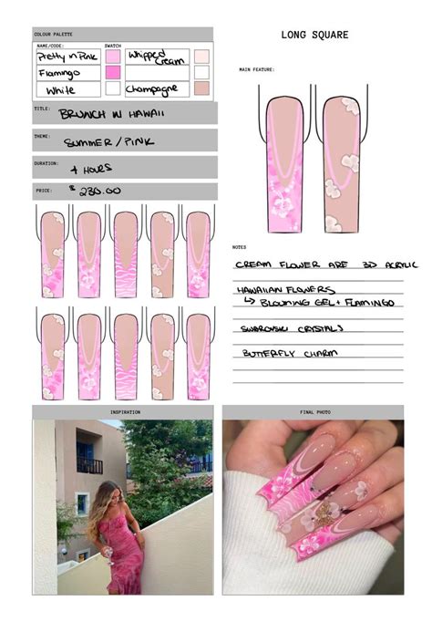 Long Bundle Detailed Nail Practice Sheet Digital Planner Nail Art