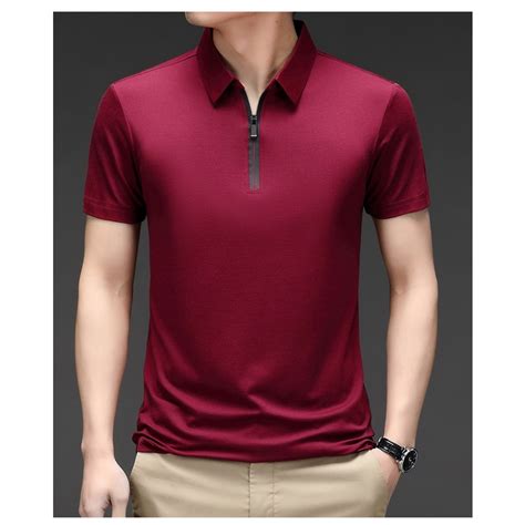 Mens Ice Silk Lapel Short Sleeved T Shirt Summer Large Size Thin T Shirt Short Sleeved Polo