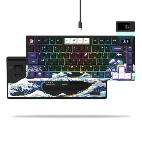 Wired Mechanical Gaming Keyboard With Oled Display Full Key Hot Swappable Pudding Rgb Backlit