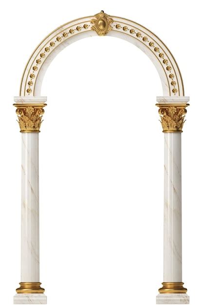 Premium Photo Golden Luxury Classic Arch Portal With Columns