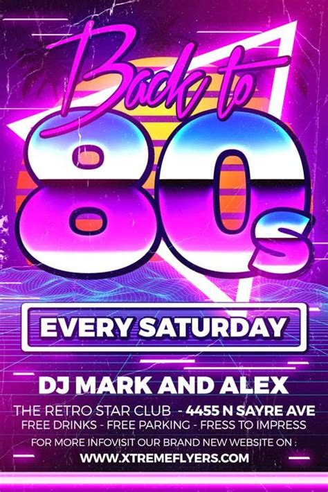 80s Retro Party Flyer Template Xtremeflyers