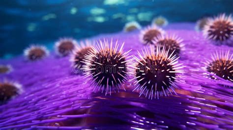 Sea Urchins Underwater In The Atlantic Ocean Purple Sea Urchin