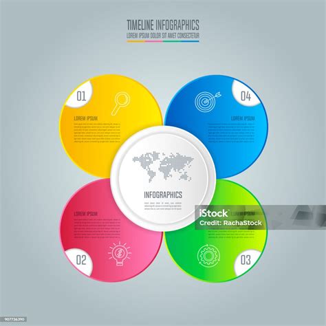 Konsep Kreatif Untuk Infografis Dengan 4 Opsi Bagian Atau Proses Ikon