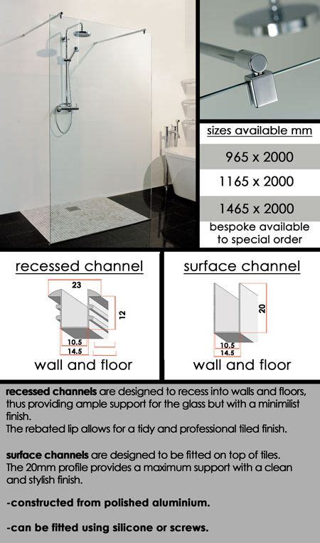 Tide Walk Through Shower Screen 10mm Glass 86m Glass Shower Panels