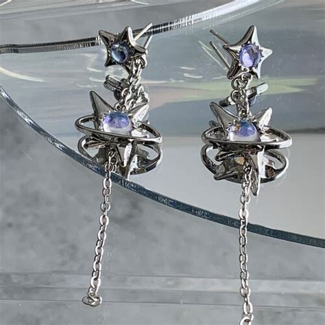 Y2k Grunge Star Moonstone Earring Nana Anime Earrings Goth Etsy