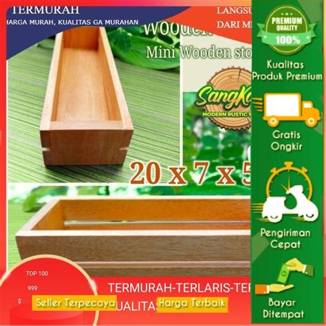 Jual Kotak Kayu Rustic 20x7x5 Cm Kotak Penyimpanan Kotak Kayu Serbaguna