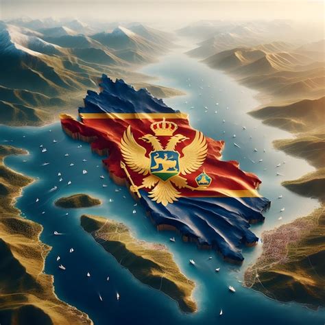 Premium Photo Montenegro Map With Waving Flag Of Country Realistic Photo