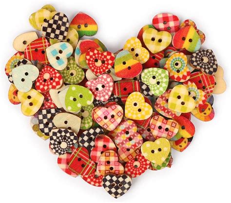 Amazon Mm Pcs Heart Shape Mixed Color Mini Buttons For Diy