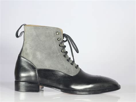 Men's Gray Black Ankle Leather Suede Lace up Boots on Storenvy