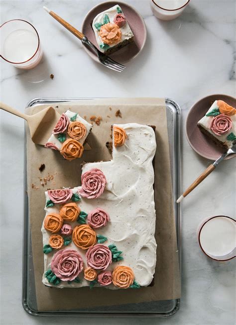 Carrot Sheet Cake With Buttercream Flowers A Cozy Kitchen