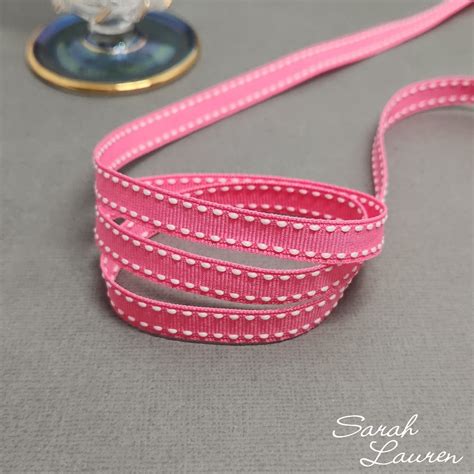 White Saddle Stitch On Hot Pink Grosgrain Ribbon Sarah Lauren