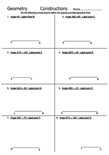 Constructions: Bisecting lines and Angles & constructing Angles | Teaching Resources