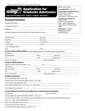 Fillable Online Sunyit Application Form SUNY Institute Of Technology