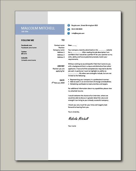 Cover Letter Template Cv Template Letter Templates Job Cover Letter
