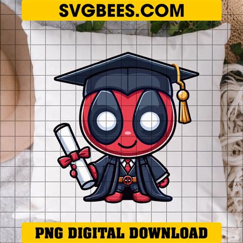 Cute Chibi Deadpool Graduation Png Superhero Graduation 2024 Png Svgbees