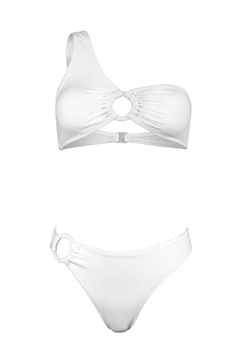 Transacoustic Beyaz Asimetrik Tasarım Halkalı Tek Omuz Bikini Takımı Fiyatı Yorumları Trendyol