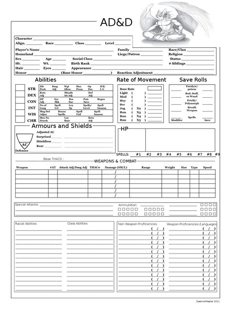 Dungeons And Dragons Printable Sheets
