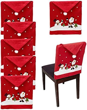 Amazon Newwiee 8 Pcs Christmas Chair Covers Set Santa Hat