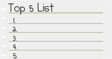 Create A Top 5 List Andrea Dekker