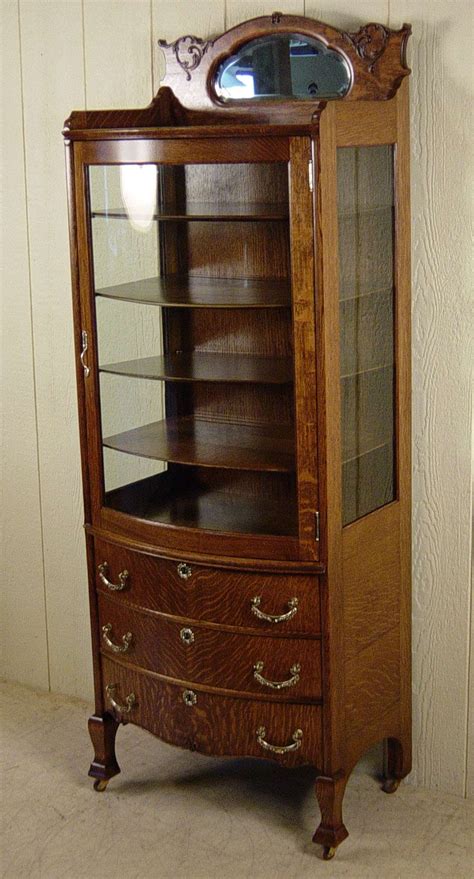 Very Rare Small Oak Curio Cabinet With Drawers Doug Schmitt Antiques