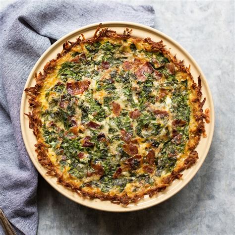 Bacon Spinach Quiche With Hash Brown Crust Recipe EatingWell