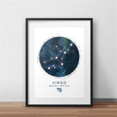 Virgo Constellation Art Print Star Sign Print Horoscope Etsy