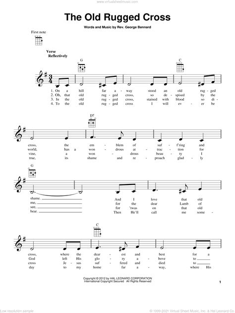 The Old Rugged Cross Sheet Music For Ukulele Pdf Interactive