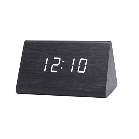 Shebeky Digital Wooden Usb Led Night Light Alarm Clock Thermometer