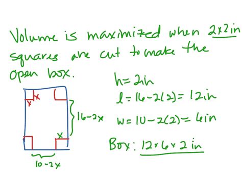 Maximize Volume Of An Open Box Math Showme