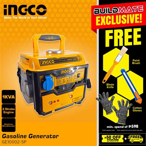 INGCO 900W 1KVA Portable Gasoline Generator 2 Stroke Engine Open Type