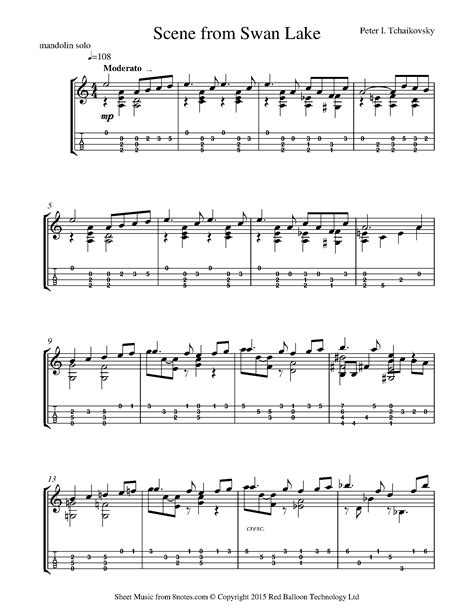 Tchaikovsky Scene From Swan Lake Sheet Music For Mandolin