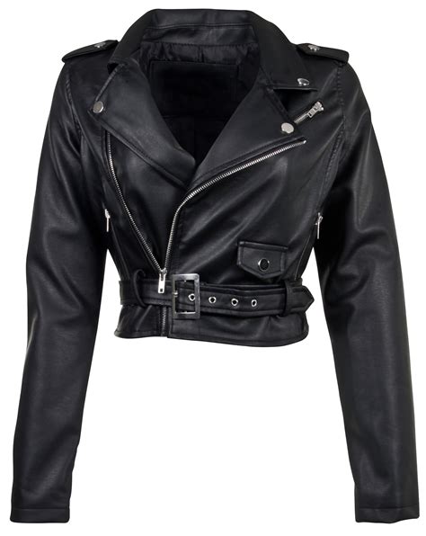 Women S Juniors Fashionable Cropped Faux Leather Moto Biker Jacket EBay