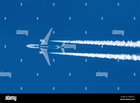 Oman Air Airbus A330 Wide Body Aircraft As Seen Flying At 40000 Feet Of The Dutch City Of