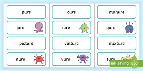 Real And Alien Ure Word Cards Teacher Made